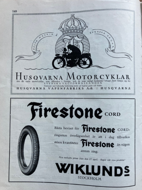 1925 Med Motorcykel Husqvarna och Firestone däck reklam.png