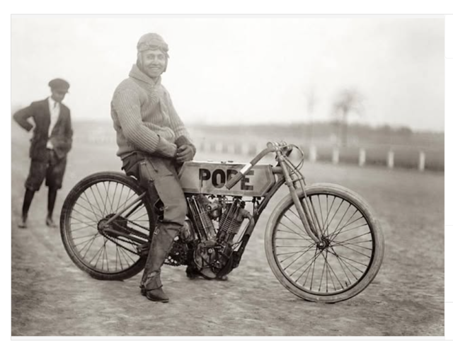 1915  Freddy Tiemeyer, a member of Baltimore’s National Capital Motorcycle Club, who staged a few Thanksgiving day races at the dirt track in Laurel, Maryland, November 25, 1915.png