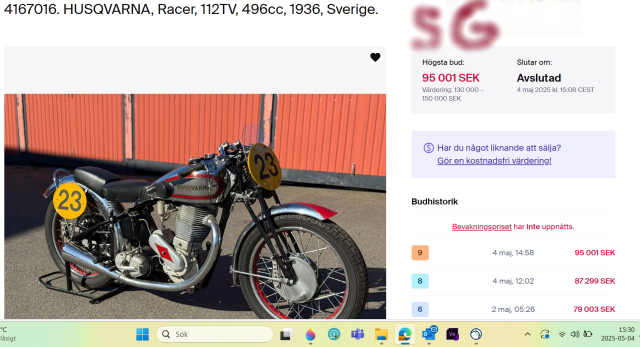 250504 Aktion SG skulle gärna haft om jag hade råd en 1936 Husqvarna racer 112 blev återropat i sista minut så nån vill ha 300000kr säkert.png