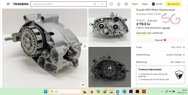 260213 SG kolla akttion på en ny renoverad Suzuki K50 motor men skulle aldrig tro 2763kr för den.jpg
