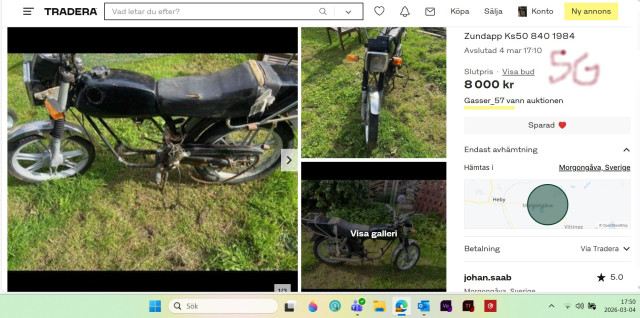 260304 SG kolla auktion på en 1984 Zundapp KS50 typ allt utom motor hade jag ej ram hade jag slagit till direkt.jpg