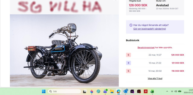 260323 SG drömde om 1922 Husqvarna V-twin 160 med sidovagn8hade man slängt men ändå för ut en 350-500000kr hoj men sålde ej med bud på på 126000kr dvs mötte ej reserv är nog svår såld nu.jpg