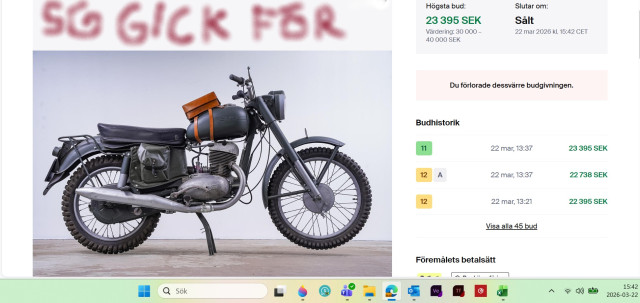 260323 SG gick för 1960 Jawa 250cc besiktgad och påställd men var för mycket att klarna hade en 1962 för 30år sen körde endura tävlig med och var även då Mc ordenas sålde min för 9000kr då.jpg